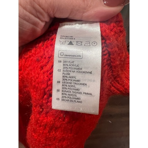 Women’s Preppy Cableknit Chunky Oversized Sweater Orange Red Small - Picture 7 of 7